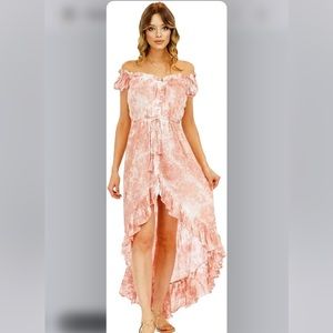 White Tiare Hawaii NWT hi-lo dress off shoulder